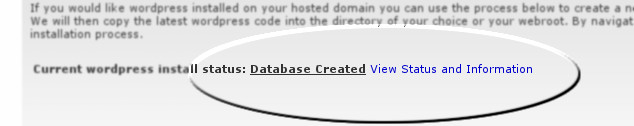 WordPress install status