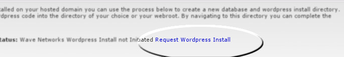 Request WordPress install